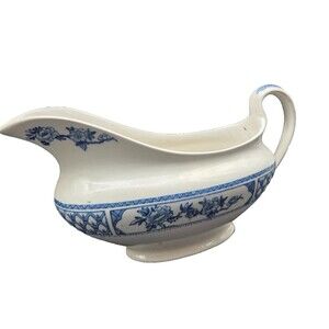 Antique Johnson Brothers Blue Gravy / Sauce Boat The Exeter England Fine China